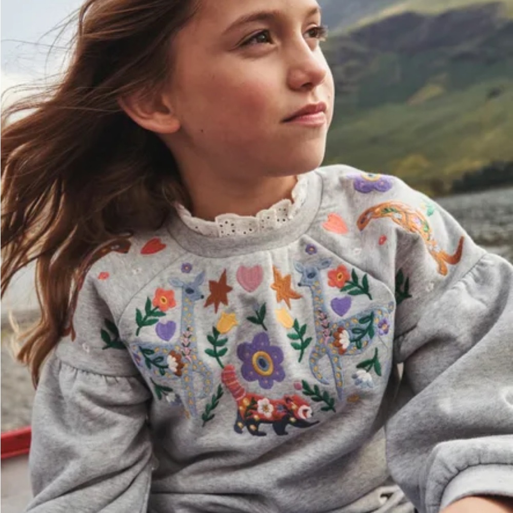 Mini Boden Embroidered Sweatshirt - Navy - Size 7-8Y